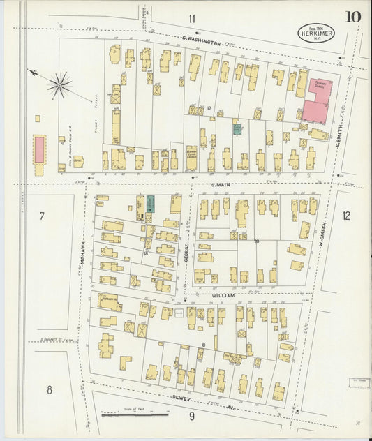 Sanborn Fire Insurance Map from Herkimer, Herkimer County, New York (1906), Sheet #0010 - Historic Sanborn Fire Insurance Map Print, vintage old map wall art, antique decor, genealogy gift, New York New York map