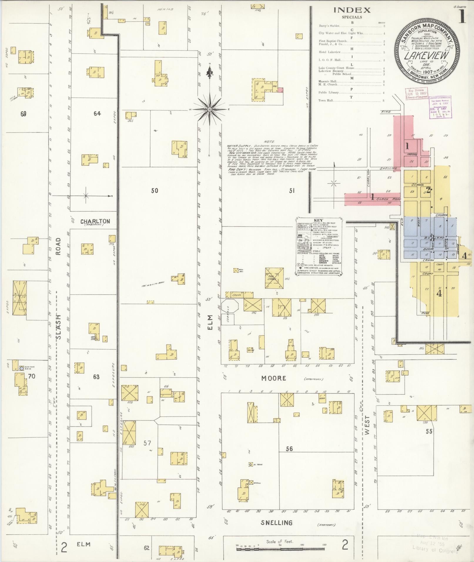 Sanborn Fire Insurance Map from Lakeview, Lake County, Oregon (1907), Sheet #0001 - Complete Map Set gallery image, historic Sanborn map, vintage wall art, Oregon Oregon
