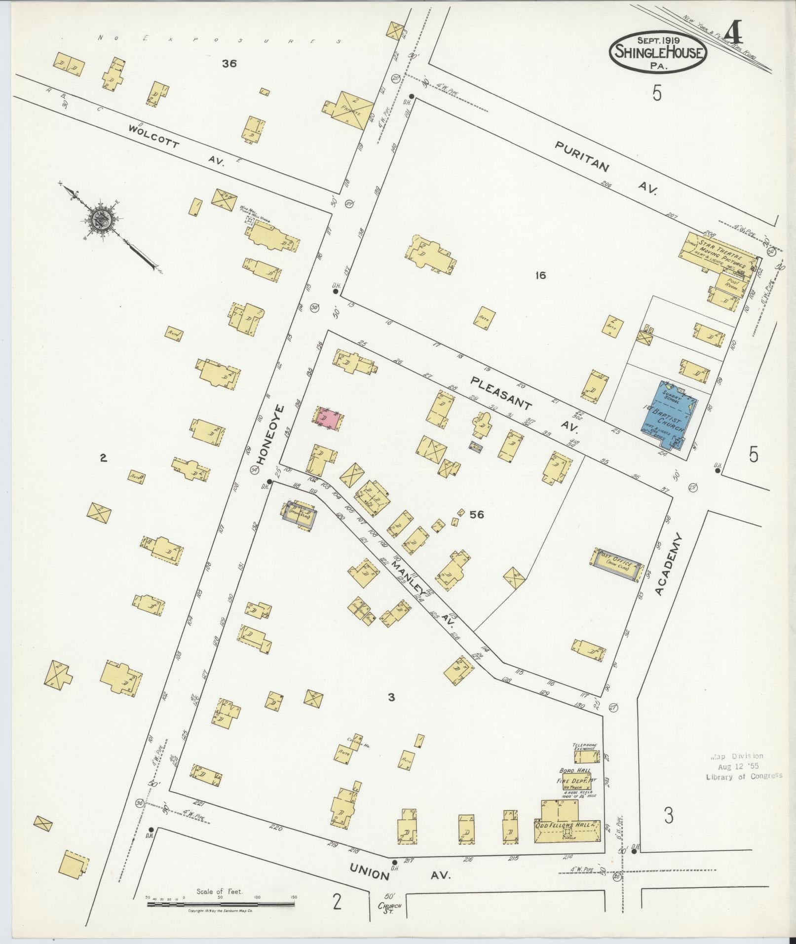 Sanborn Fire Insurance Map from Shingle House, Potter County, Pennsylvania (1919), Sheet #0004 - Complete Map Set gallery image, historic Sanborn map, vintage wall art, Pennsylvania Pennsylvania