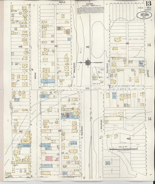 Sanborn Fire Insurance Map from Miami, Gila County, Arizona (1948), Sheet #0013 - Historic Sanborn Fire Insurance Map Print, vintage old map wall art, antique decor, genealogy gift, Arizona Arizona map