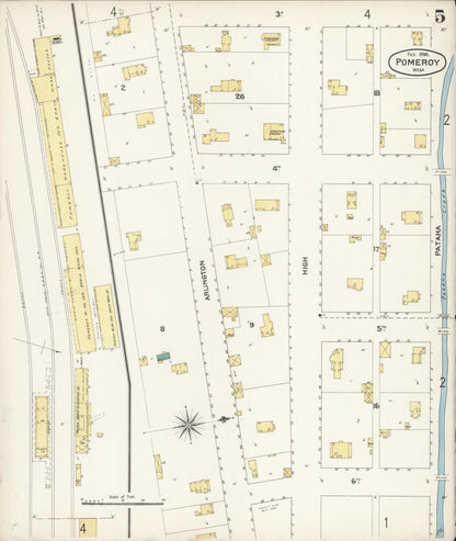 Sanborn Fire Insurance Map from Pomeroy, Garfield County, Washington (1896), Sheet #0005 - Complete Map Set gallery image, historic Sanborn map, vintage wall art, Washington Washington