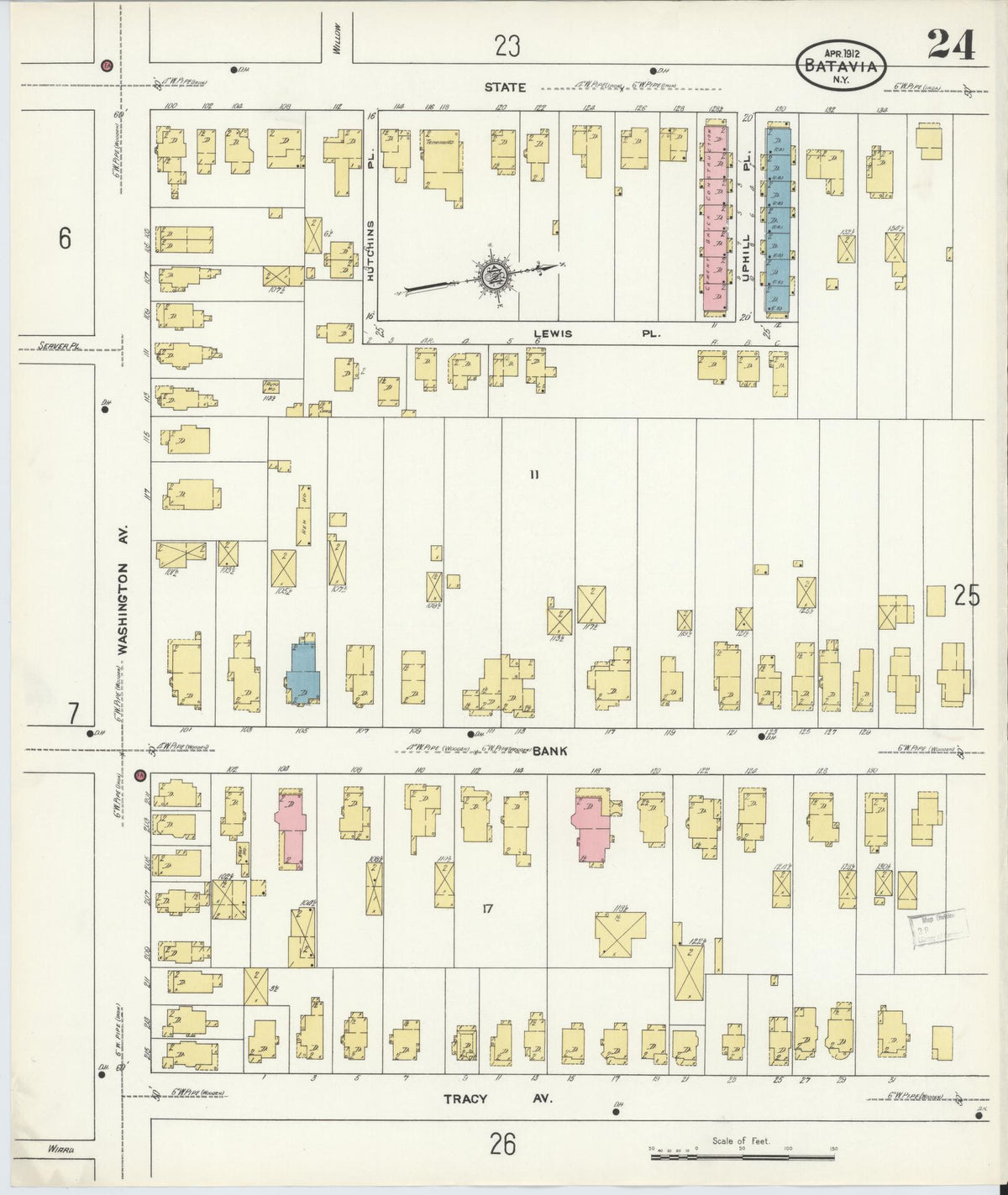 Sanborn Fire Insurance Map from Batavia, Genesee County, New York (1912), Sheet #0024 - Complete Map Set gallery image, historic Sanborn map, vintage wall art, New York New York