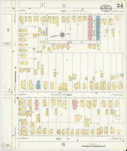 Sanborn Fire Insurance Map from Batavia, Genesee County, New York (1912), Sheet #0024 - Complete Map Set gallery image, historic Sanborn map, vintage wall art, New York New York