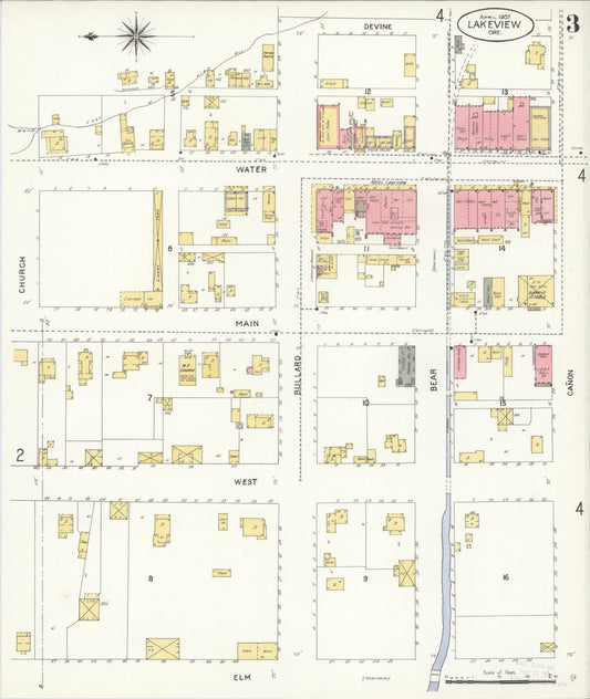 Sanborn Fire Insurance Map from Lakeview, Lake County, Oregon (1907), Sheet #0003 - Historic Sanborn Fire Insurance Map Print, vintage old map wall art, antique decor, genealogy gift, Oregon Oregon map