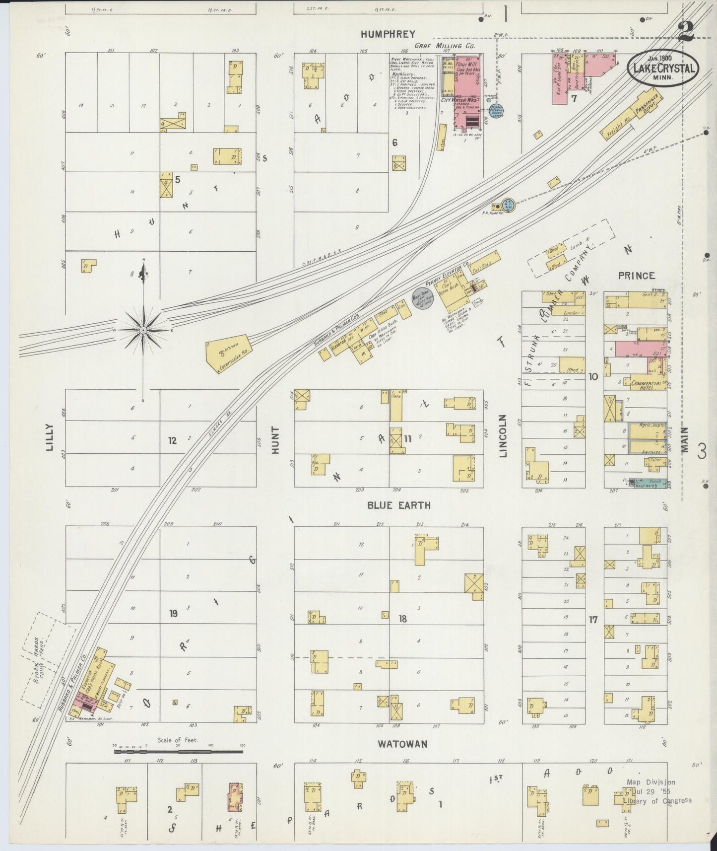 Sanborn Fire Insurance Map from Lake Crystal, Blue Earth County, Minnesota (1900), Sheet #0002 - Complete Map Set gallery image, historic Sanborn map, vintage wall art, Minnesota Minnesota