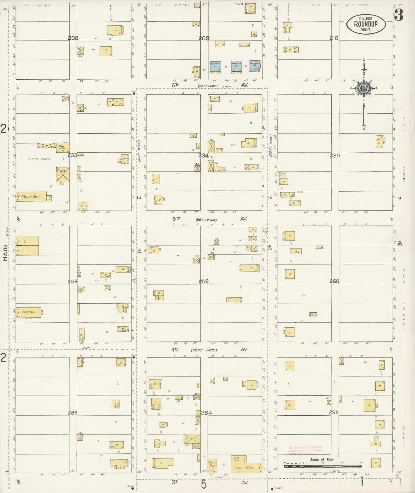 Sanborn Fire Insurance Map from Roundup, Musselshell County, Montana (1912), Sheet #0003 - Complete Map Set gallery image, historic Sanborn map, vintage wall art, Montana Montana