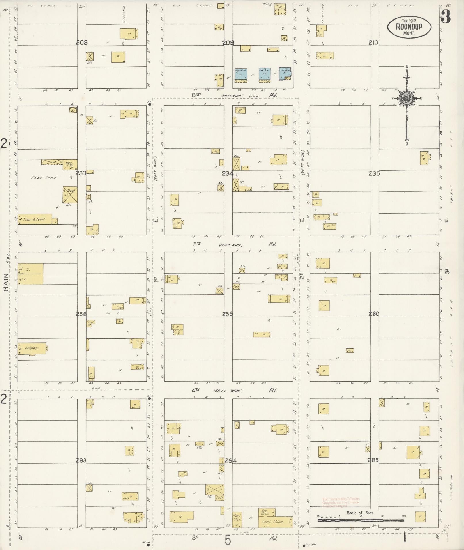 Sanborn Fire Insurance Map from Roundup, Musselshell County, Montana (1912), Sheet #0003 - Complete Map Set gallery image, historic Sanborn map, vintage wall art, Montana Montana
