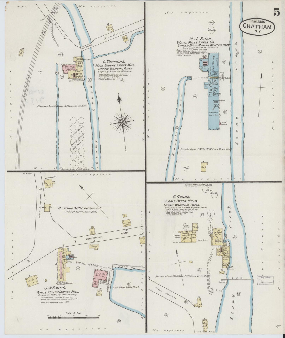 Sanborn Fire Insurance Map from Chatham, Columbia County, New York (1886), Sheet #0005 - Complete Map Set gallery image, historic Sanborn map, vintage wall art, New York New York