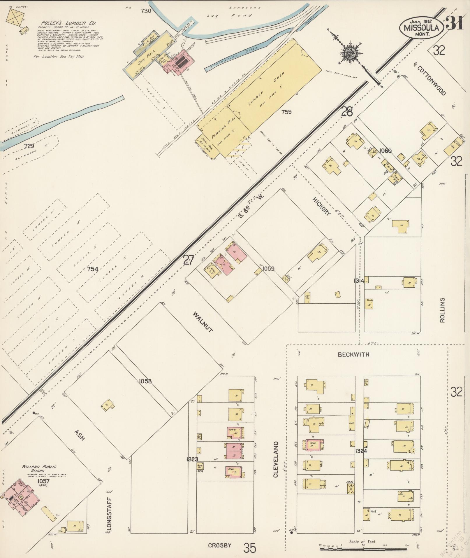 Sanborn Fire Insurance Map from Missoula, Missoula County, Montana (1912), Sheet #0031 - Complete Map Set gallery image, historic Sanborn map, vintage wall art, Montana Montana