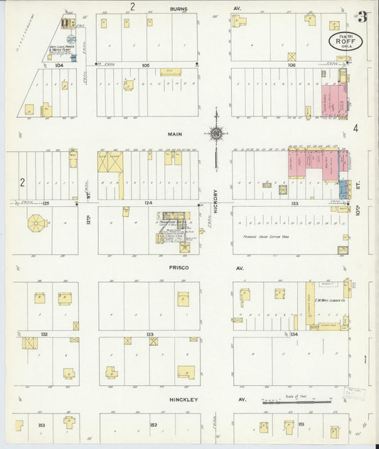 Sanborn Fire Insurance Map from Roff, Pontotoc County, Oklahoma (1911), Sheet #0003 - Historic Sanborn Fire Insurance Map Print, vintage old map wall art, antique decor, genealogy gift, Oklahoma Oklahoma map