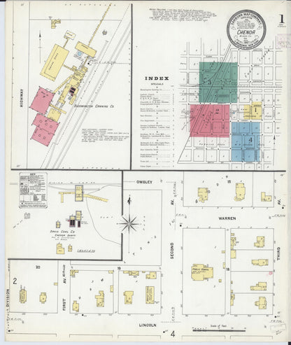 Sanborn Fire Insurance Map from Chenoa, McLean County, Illinois (1907), Sheet #0001 - Historic Sanborn Fire Insurance Map Print, vintage old map wall art, antique decor, genealogy gift, Illinois Illinois map