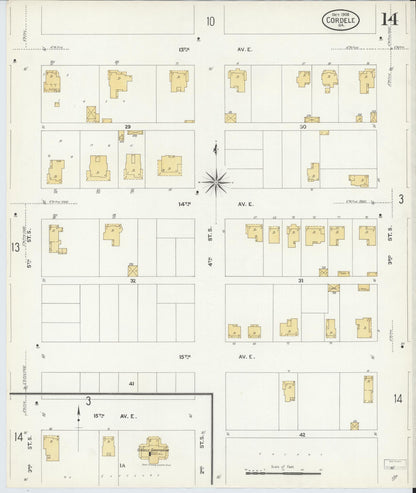 Sanborn Fire Insurance Map from Cordele, Crisp County, Georgia (1908), Sheet #0014 - Complete Map Set gallery image, historic Sanborn map, vintage wall art, Georgia Georgia