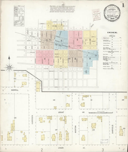Sanborn Fire Insurance Map from Puyallup, Pierce County, Washington (1900), Sheet #0001 - Complete Map Set gallery image, historic Sanborn map, vintage wall art, Washington Washington