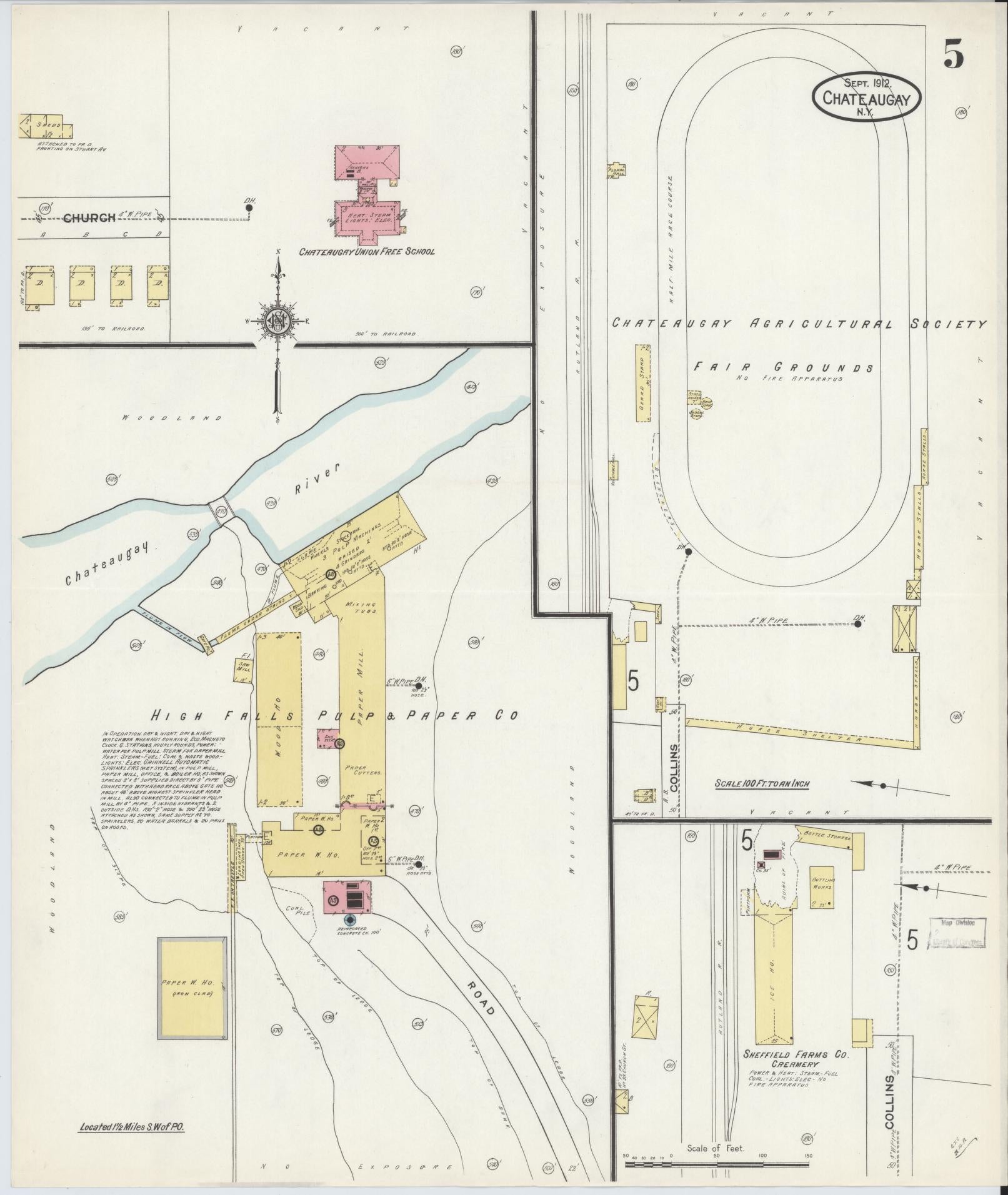 Sanborn Fire Insurance Map from Chateaugay, Franklin County, New York (1912), Sheet #0005 - Historic Sanborn Fire Insurance Map Print, vintage old map wall art, antique decor, genealogy gift, New York New York map