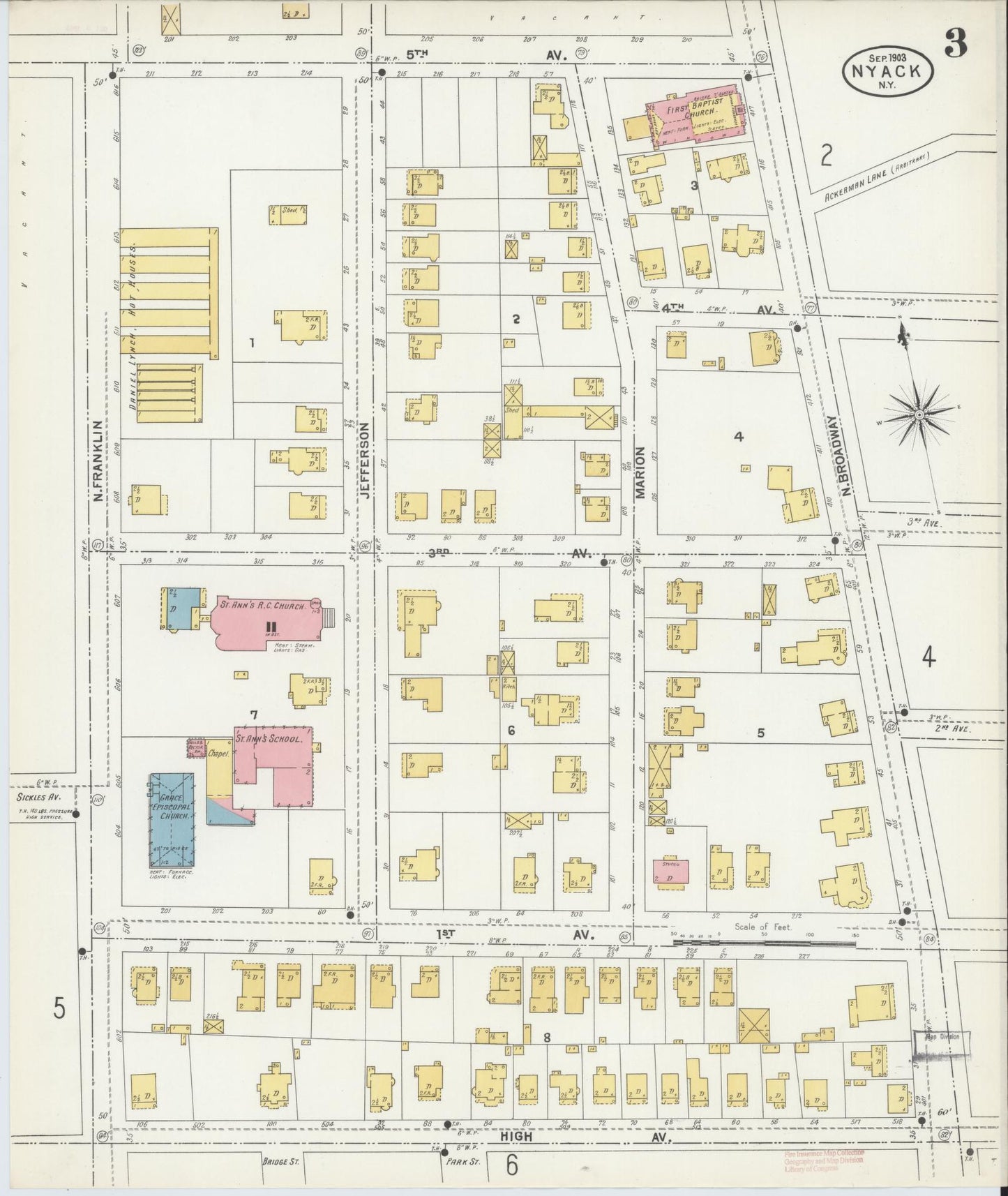 Sanborn Fire Insurance Map from Nyack, Rockland County, New York. (1903), Sheet #0003