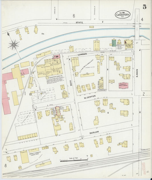 Sanborn Fire Insurance Map from Canastota, Madison County, New York (1906), Sheet #0005 - Historic Sanborn Fire Insurance Map Print, vintage old map wall art, antique decor, genealogy gift, New York New York map