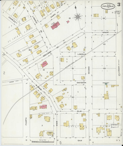 Sanborn Fire Insurance Map from Poplar Bluff, Butler County, Missouri (1901), Sheet #0003 - Complete Map Set gallery image, historic Sanborn map, vintage wall art, Missouri Missouri