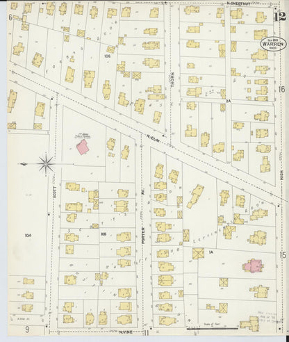 Sanborn Fire Insurance Map from Warren, Trumbull County, Ohio (1902), Sheet #0012 - Complete Map Set gallery image, historic Sanborn map, vintage wall art, Ohio Ohio