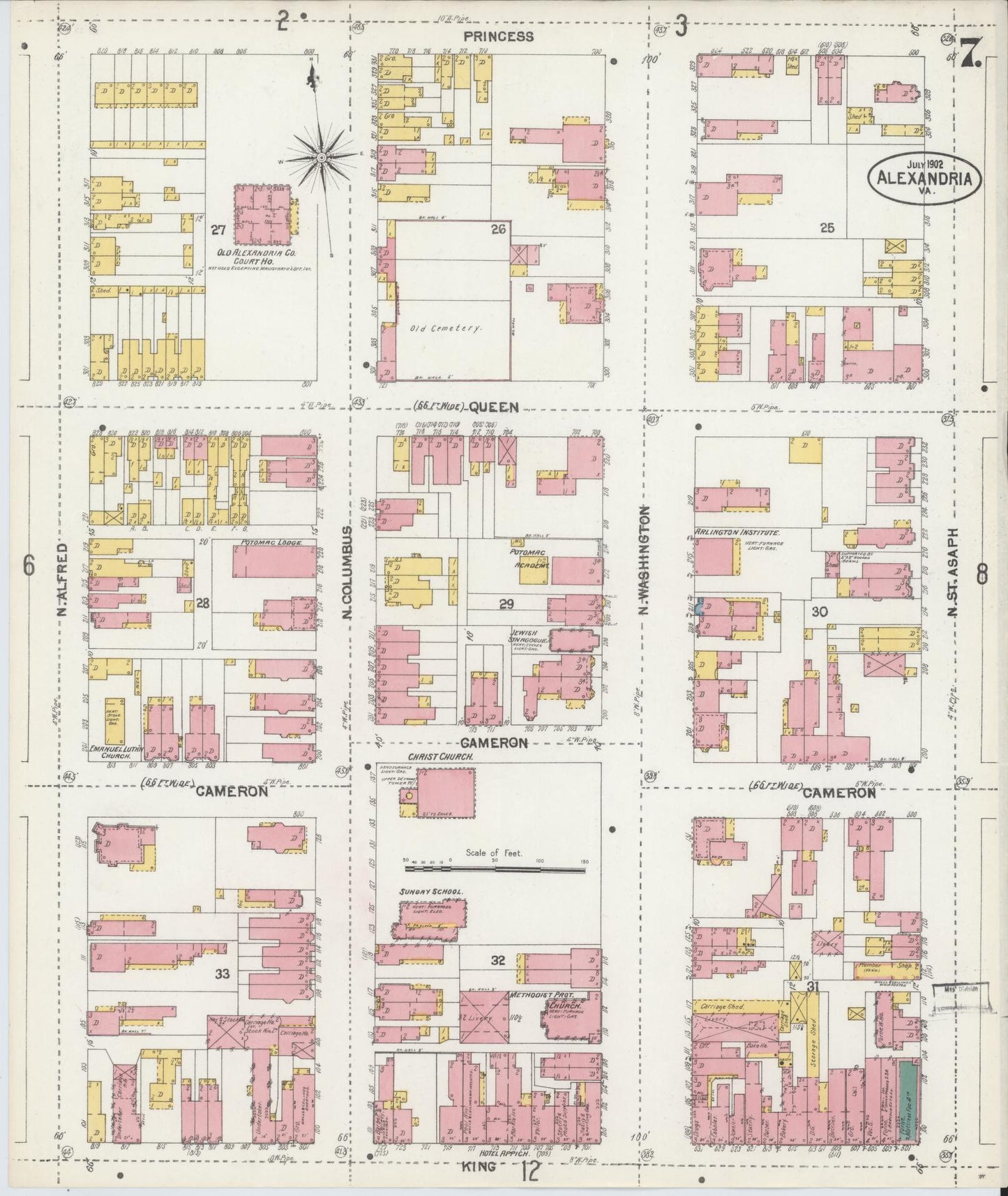 Sanborn Fire Insurance Map from Alexandria, Independent Cities, Virginia (1902), Sheet #0007 - Complete Map Set gallery image, historic Sanborn map, vintage wall art, Virginia Virginia