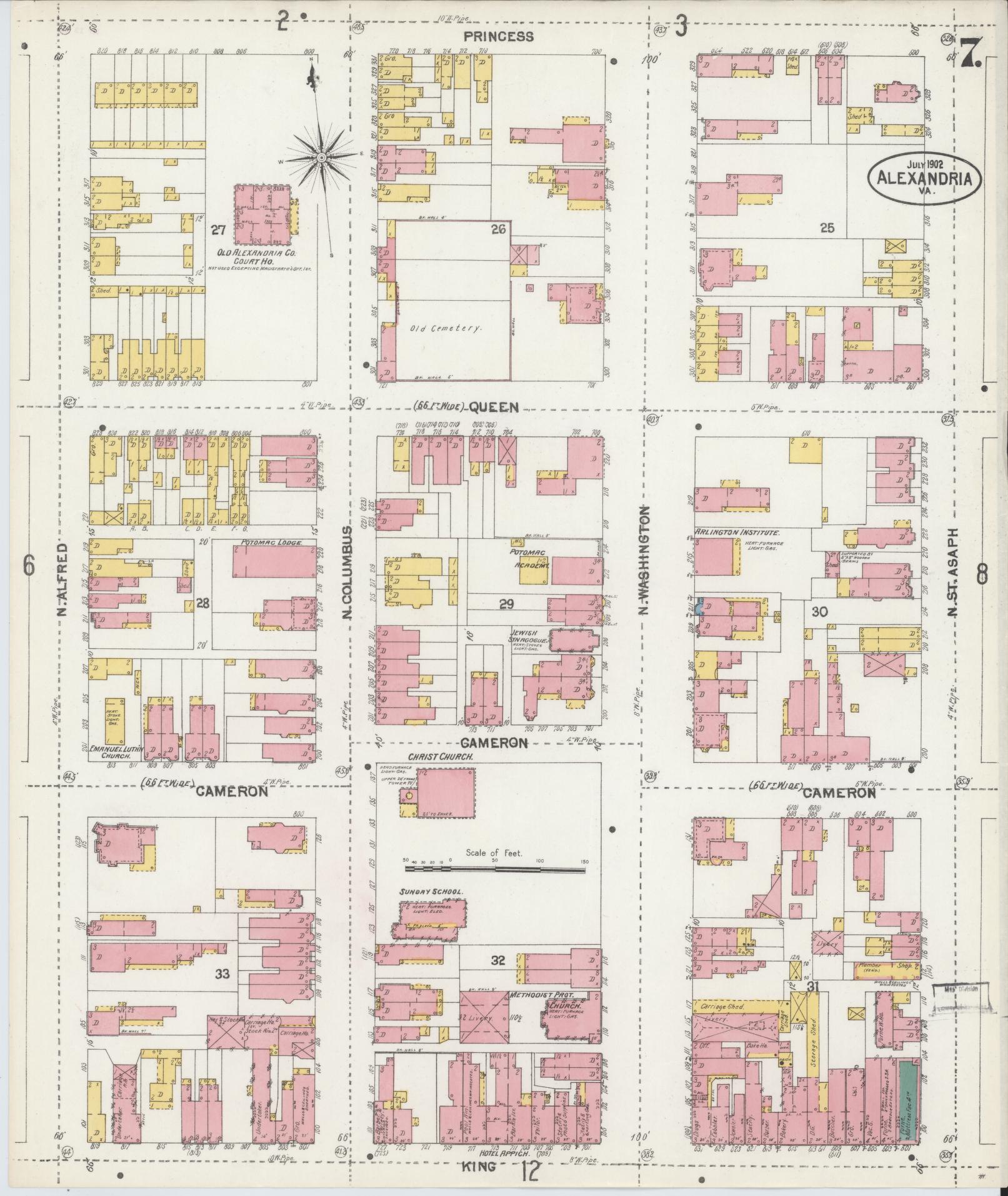Sanborn Fire Insurance Map from Alexandria, Independent Cities, Virginia (1902), Sheet #0007 - Complete Map Set gallery image, historic Sanborn map, vintage wall art, Virginia Virginia