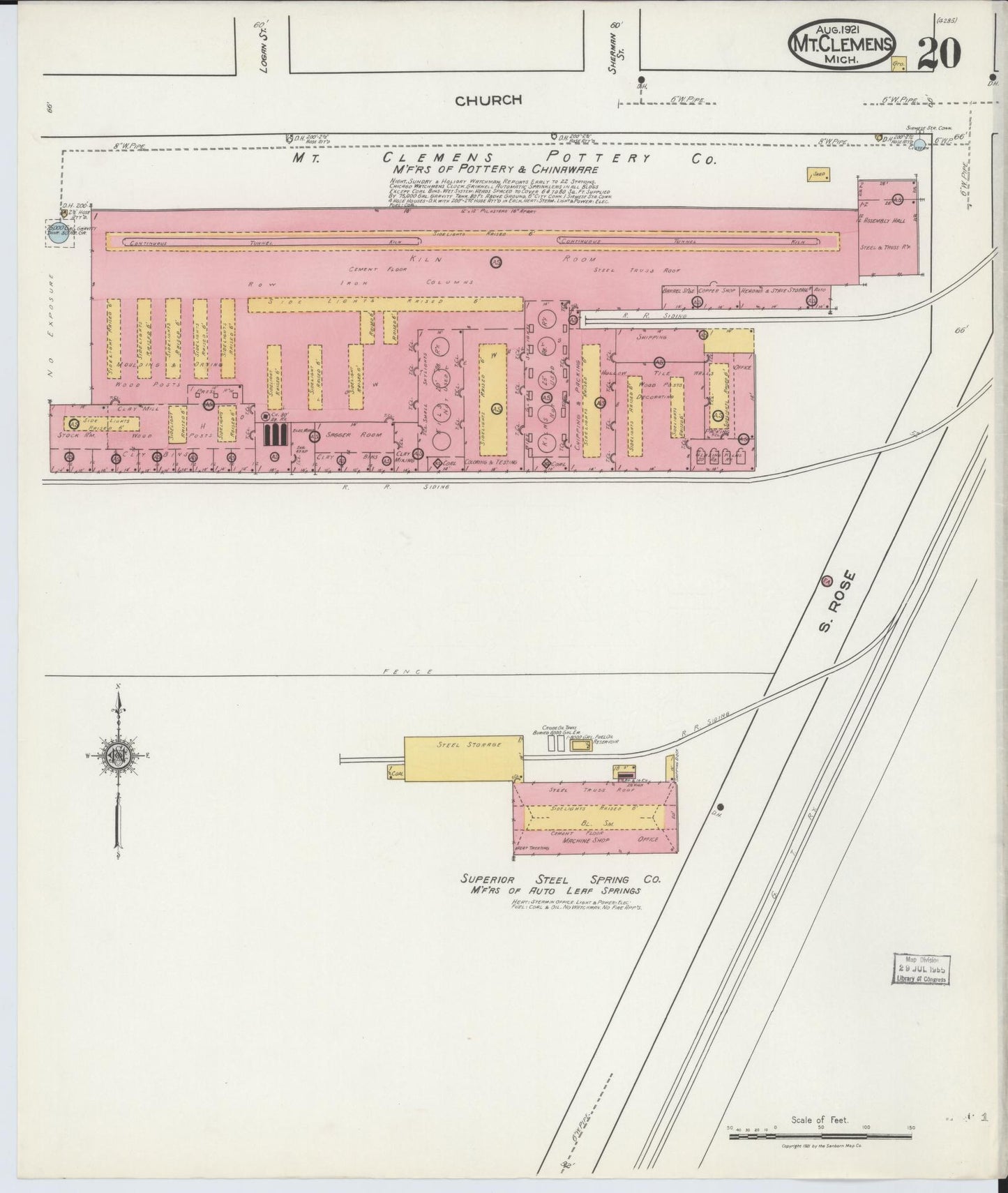 Sanborn Fire Insurance Map from Mount Clemens, Macomb County, Michigan (1921), Sheet #0020 - Complete Map Set gallery image, historic Sanborn map, vintage wall art, Michigan Michigan