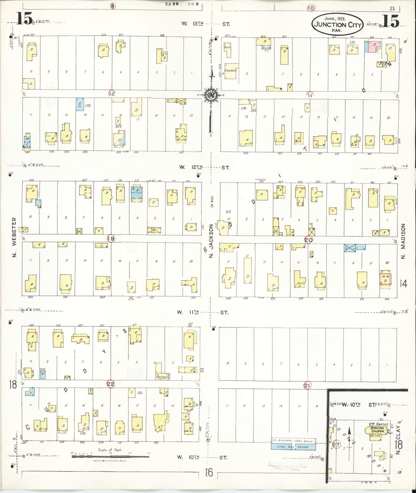 Sanborn Fire Insurance Map from Junction City, Geary County, Kansas (1947), Sheet #0015 - Complete Map Set gallery image, historic Sanborn map, vintage wall art, Kansas Kansas