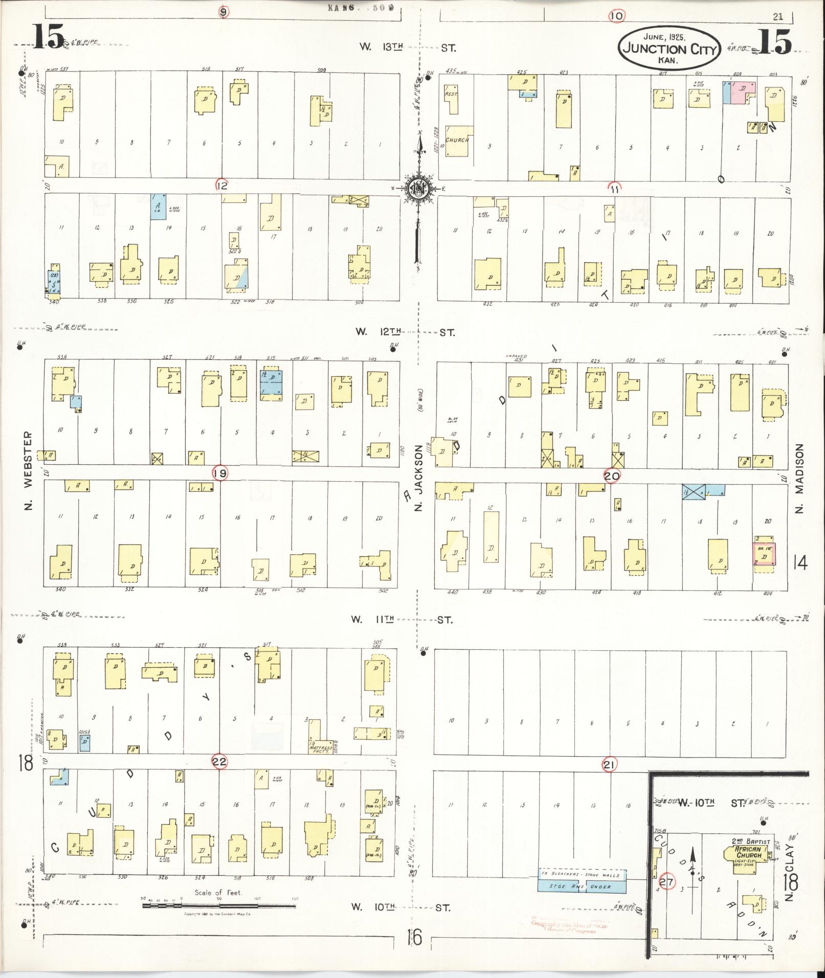 Sanborn Fire Insurance Map from Junction City, Geary County, Kansas (1947), Sheet #0015 - Complete Map Set gallery image, historic Sanborn map, vintage wall art, Kansas Kansas