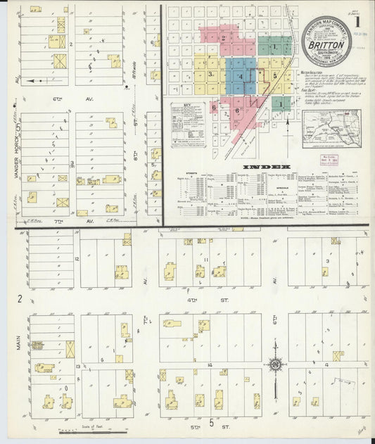 Sanborn Fire Insurance Map from Britton, Marshall County, South Dakota (1914), Sheet #0001 - Complete Map Set gallery image, historic Sanborn map, vintage wall art, South Dakota South Dakota