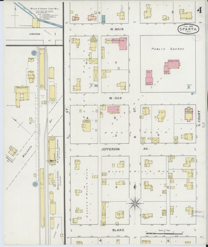 Sanborn Fire Insurance Map from Sparta, Monroe County, Wisconsin (1894), Sheet #0004 - Historic Sanborn Fire Insurance Map Print, vintage old map wall art, antique decor, genealogy gift, Wisconsin Wisconsin map