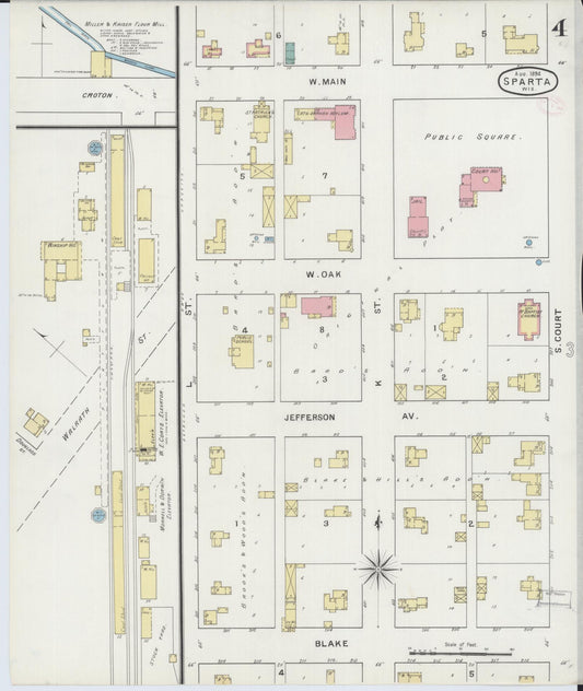 Sanborn Fire Insurance Map from Sparta, Monroe County, Wisconsin (1894), Sheet #0004 - Historic Sanborn Fire Insurance Map Print, vintage old map wall art, antique decor, genealogy gift, Wisconsin Wisconsin map