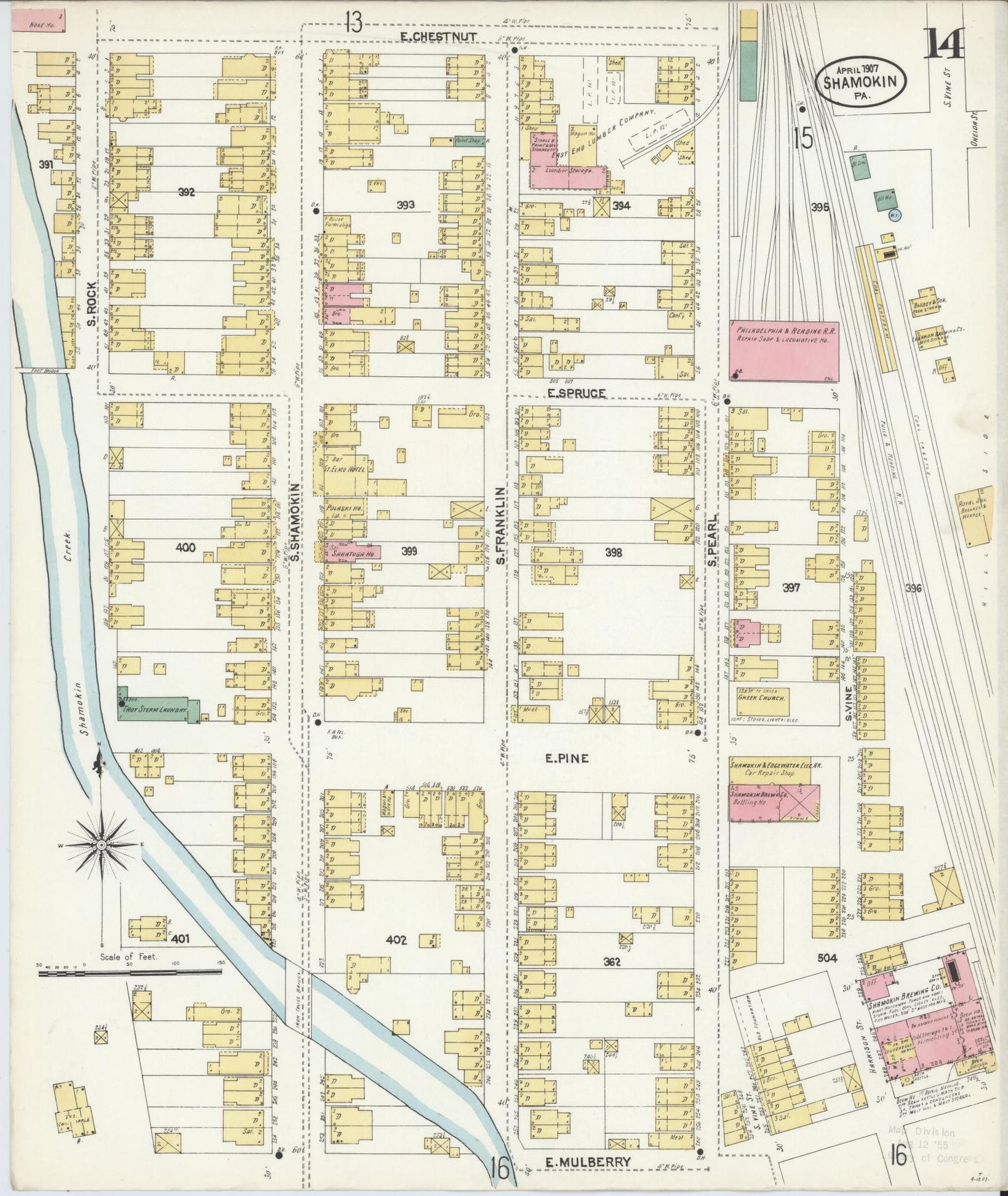 Sanborn Fire Insurance Map from Shamokin, Northumberland County, Pennsylvania (1907), Sheet #0014 - Complete Map Set gallery image, historic Sanborn map, vintage wall art, Pennsylvania Pennsylvania