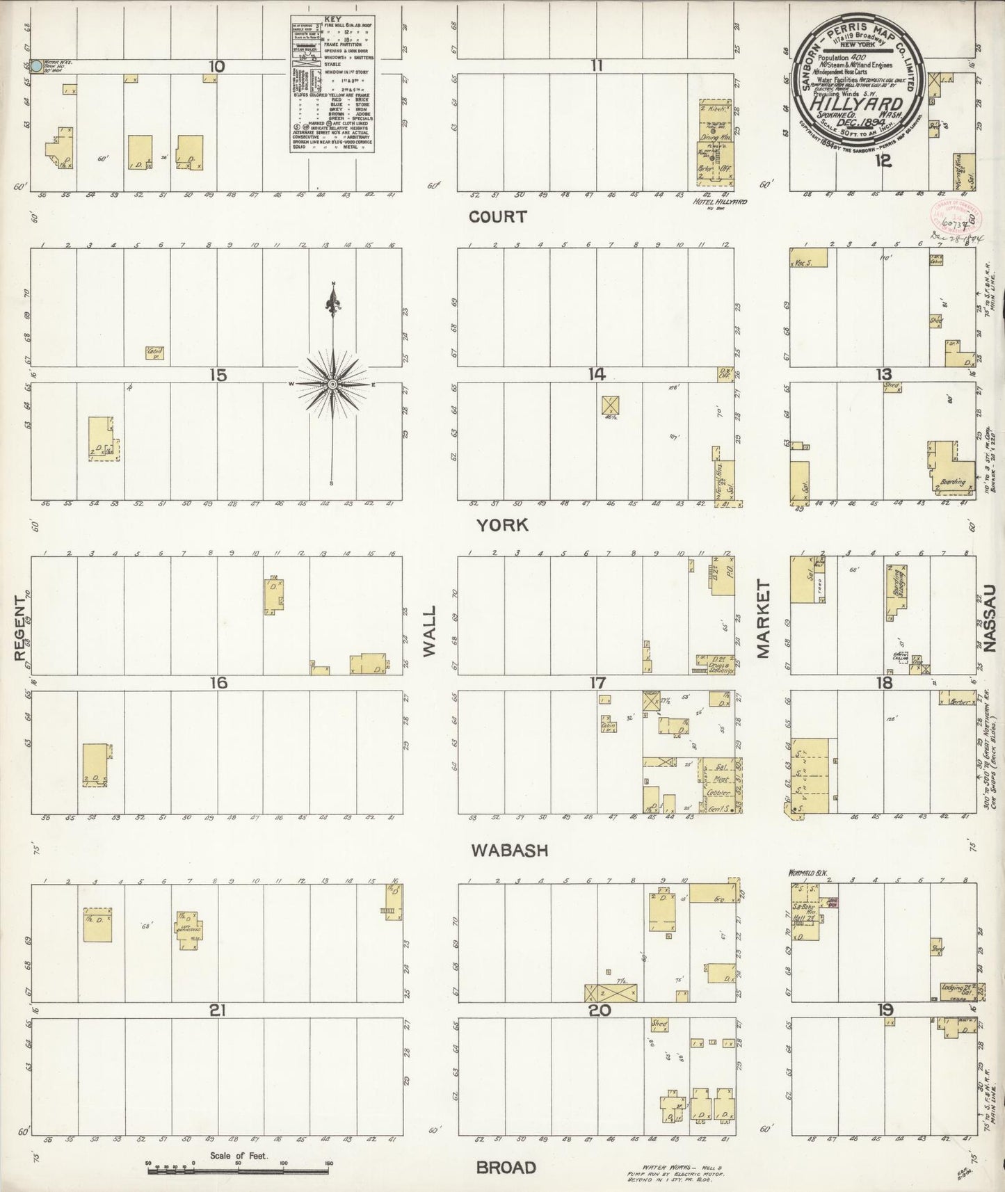 Sanborn Fire Insurance Map from Hillyard, Spokane County, Washington (1894), Sheet #0001 - Complete Map Set gallery image, historic Sanborn map, vintage wall art, Washington Washington