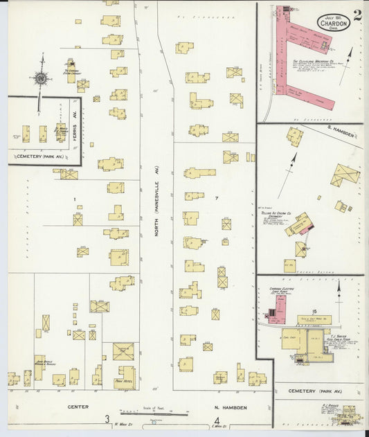 Sanborn Fire Insurance Map from Chardon, Geauga County, Ohio (1911), Sheet #0002 - Historic Sanborn Fire Insurance Map Print, vintage old map wall art, antique decor, genealogy gift, Ohio Ohio map