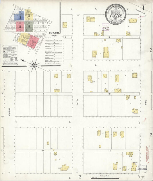 Sanborn Fire Insurance Map from Exeter, Tulare County, California (1909), Sheet #0001 - Complete Map Set gallery image, historic Sanborn map, vintage wall art, California California
