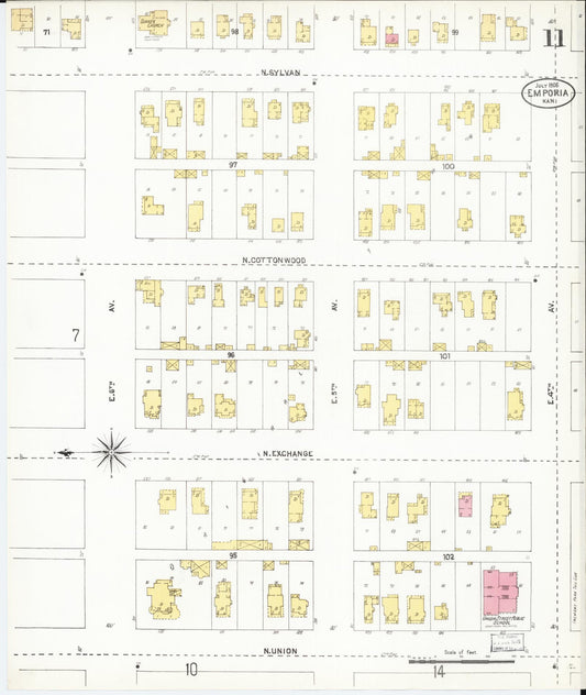 Sanborn Fire Insurance Map from Emporia, Lyon County, Kansas (1905), Sheet #0011 - Historic Sanborn Fire Insurance Map Print, vintage old map wall art, antique decor, genealogy gift, Kansas Kansas map