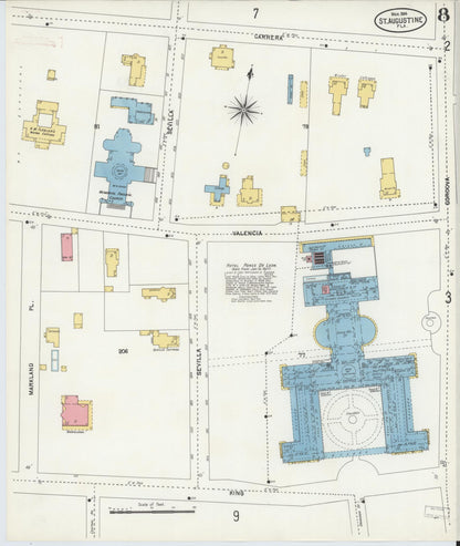 Sanborn Fire Insurance Map from Saint Augustine, Saint John's County, Florida (1904), Sheet #0008 - Historic Sanborn Fire Insurance Map Print, vintage old map wall art, antique decor, genealogy gift, Florida Florida map