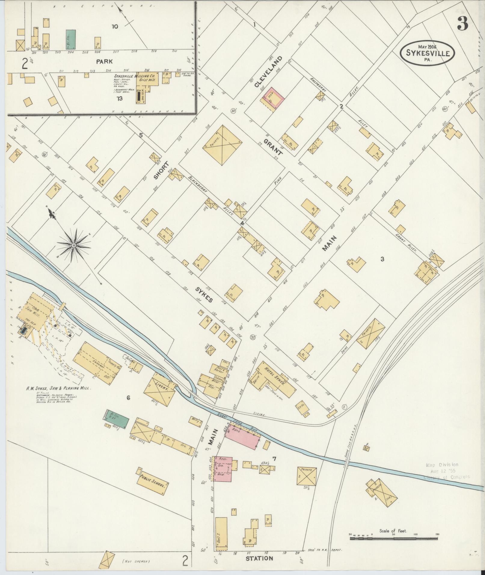 Sanborn Fire Insurance Map from Sykesville, Jefferson County, Pennsylvania (1906), Sheet #0003 - Complete Map Set gallery image, historic Sanborn map, vintage wall art, Pennsylvania Pennsylvania