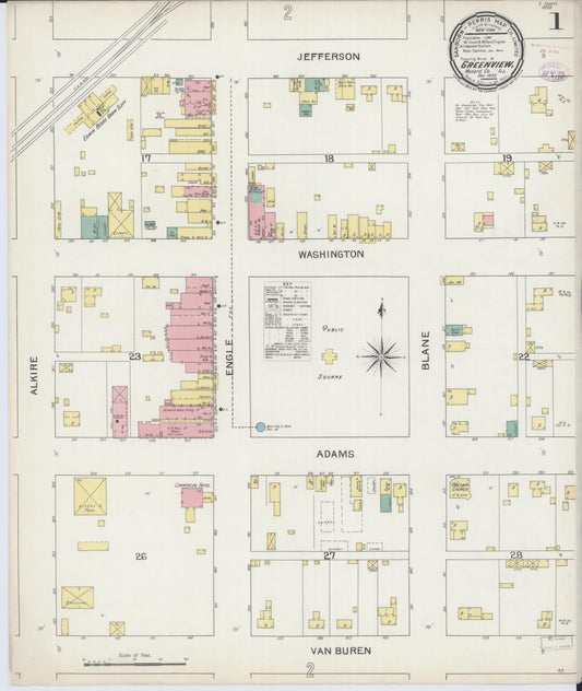 Sanborn Fire Insurance Map from Greenview, Menard County, Illinois (1893), Sheet #0001 - Historic Sanborn Fire Insurance Map Print, vintage old map wall art, antique decor, genealogy gift, Illinois Illinois map