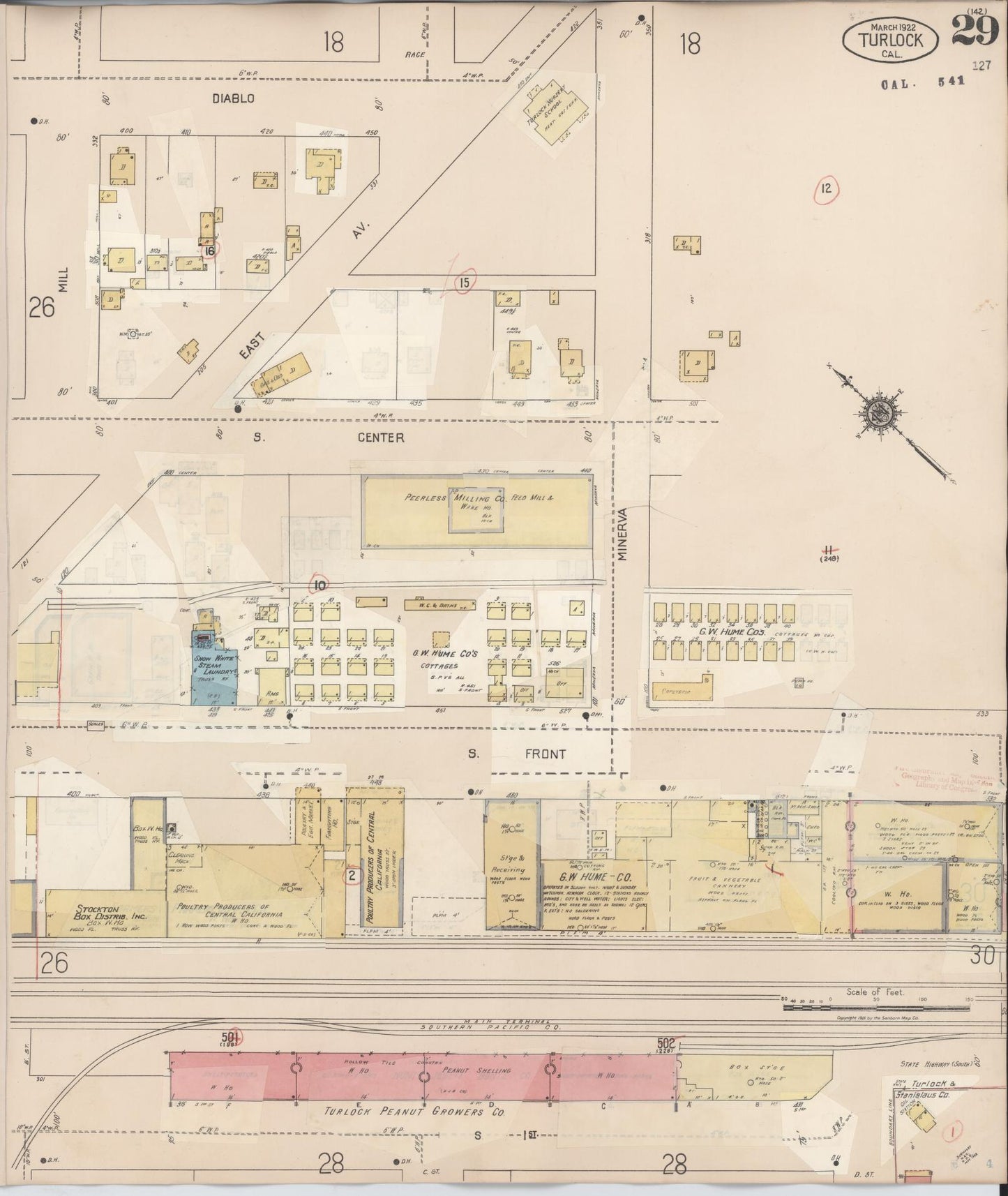 Sanborn Fire Insurance Map from Turlock, Stanislaus County, California (1943), Sheet #0029 - Complete Map Set gallery image, historic Sanborn map, vintage wall art, California California