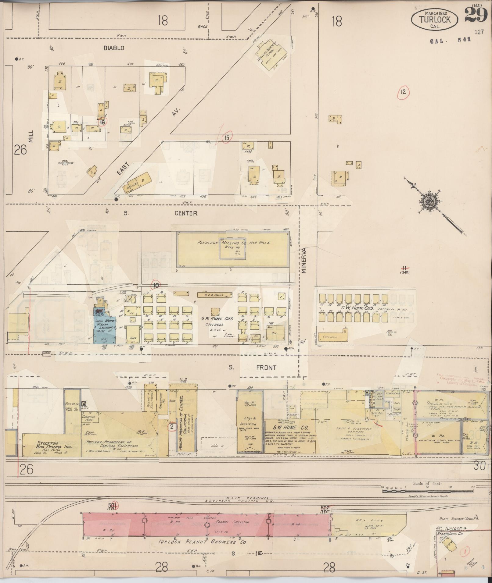 Sanborn Fire Insurance Map from Turlock, Stanislaus County, California (1943), Sheet #0029 - Complete Map Set gallery image, historic Sanborn map, vintage wall art, California California