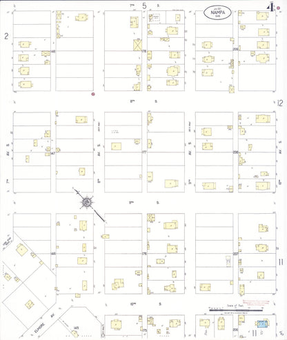 Sanborn Fire Insurance Map from Nampa, Canyon County, Idaho (1921), Sheet #0004 - Complete Map Set gallery image, historic Sanborn map, vintage wall art, Idaho Idaho
