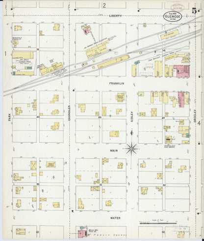 Sanborn Fire Insurance Map from Glencoe, Mcleod County, Minnesota (1899), Sheet #0005 - Historic Sanborn Fire Insurance Map Print, vintage old map wall art, antique decor, genealogy gift, Minnesota Minnesota map
