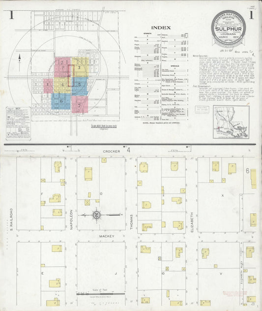 Sanborn Fire Insurance Map from Sulphur, Calcasieu Parish, Louisiana. (1929) – Historic Sanborn Fire Insurance Map Print