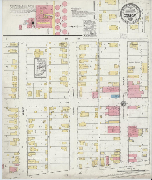 Sanborn Fire Insurance Map from Carbon, Clay County, Indiana (1918), Sheet #0001 - Historic Sanborn Fire Insurance Map Print, vintage old map wall art, antique decor, genealogy gift, Indiana Indiana map