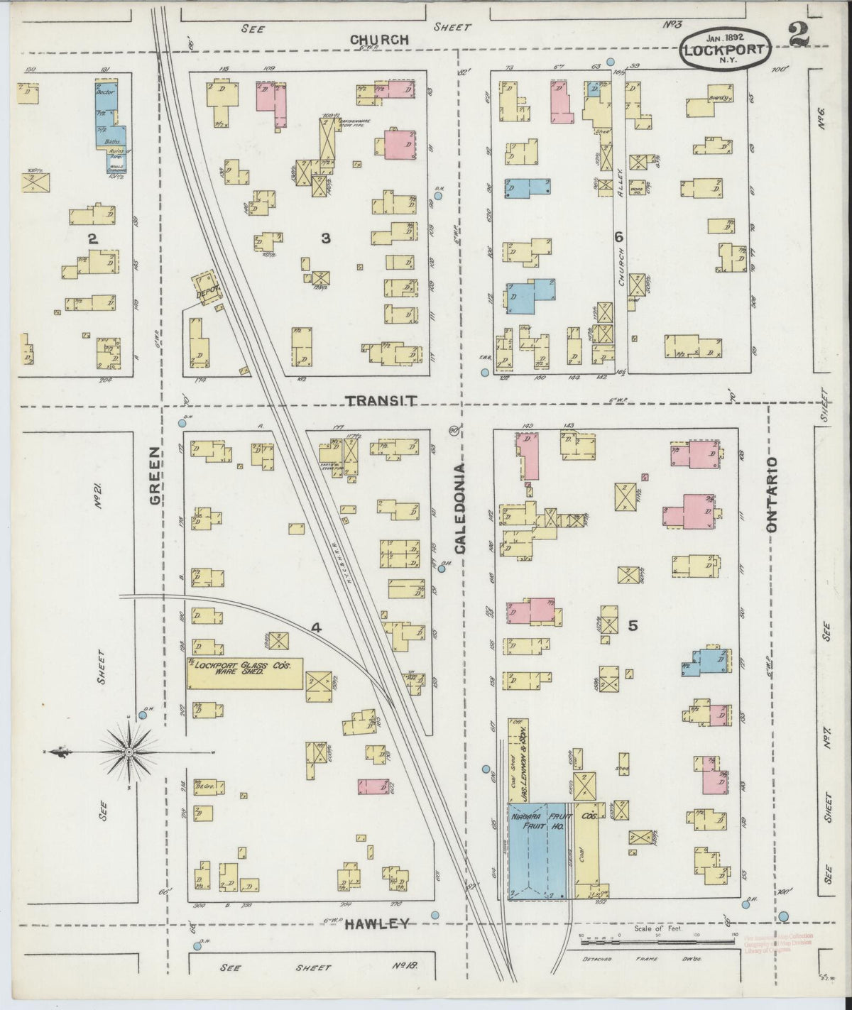 Sanborn Fire Insurance Map from Lockport, Niagara County, New York (1892), Sheet #0002 - Historic Sanborn Fire Insurance Map Print, vintage old map wall art, antique decor, genealogy gift, New York New York map