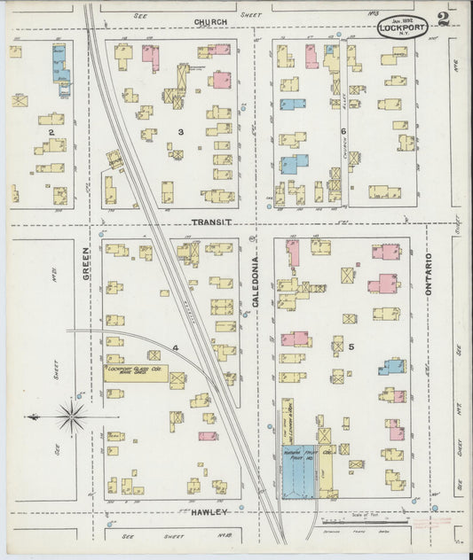 Sanborn Fire Insurance Map from Lockport, Niagara County, New York (1892), Sheet #0002 - Historic Sanborn Fire Insurance Map Print, vintage old map wall art, antique decor, genealogy gift, New York New York map