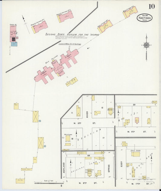 Sanborn Fire Insurance Map from Hastings, Dakota County, Minnesota (1910), Sheet #0010 - Historic Sanborn Fire Insurance Map Print, vintage old map wall art, antique decor, genealogy gift, Minnesota Minnesota map