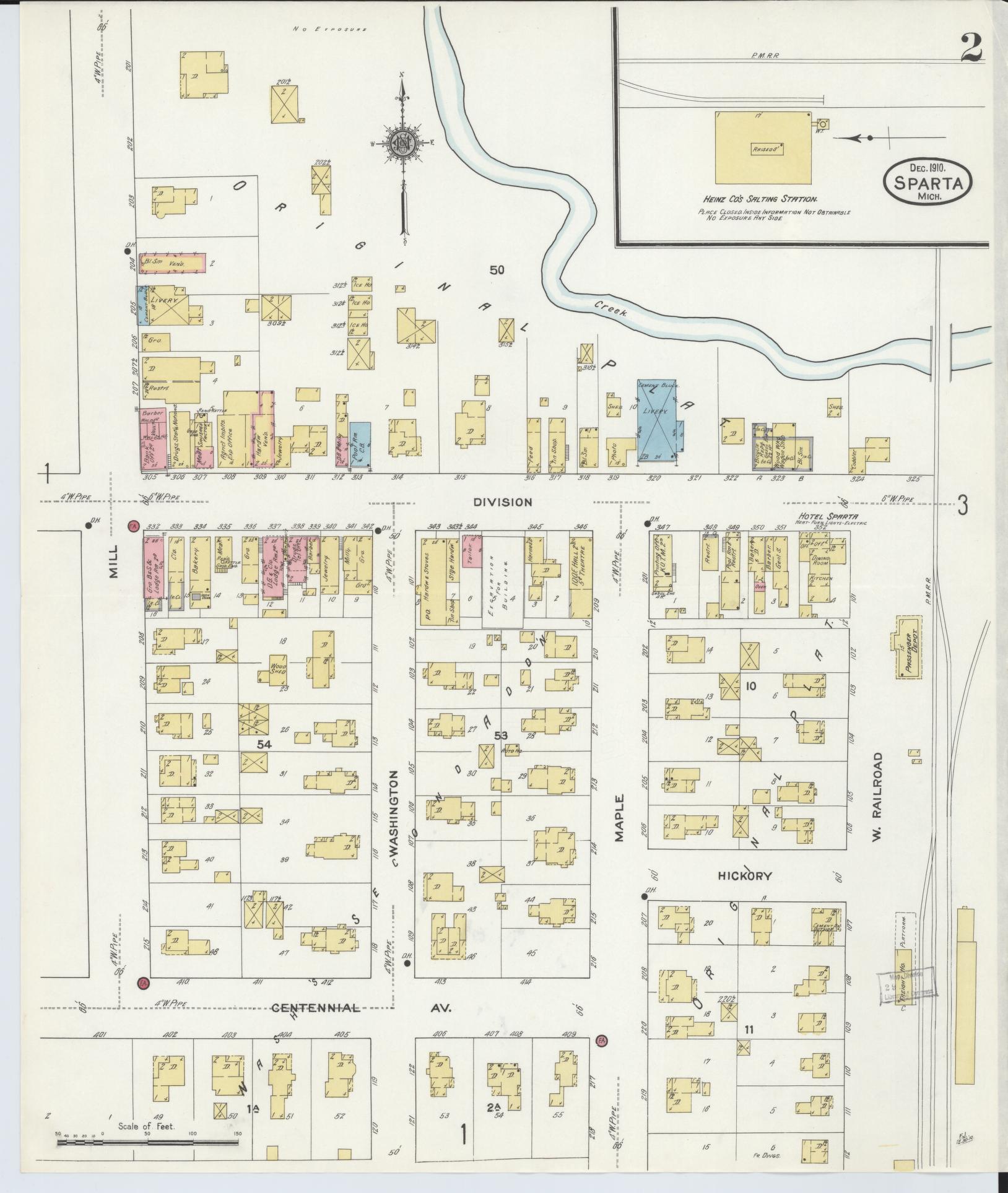 Sanborn Fire Insurance Map from Sparta, Kent County, Michigan (1910), Sheet #0002 - Complete Map Set gallery image, historic Sanborn map, vintage wall art, Michigan Michigan