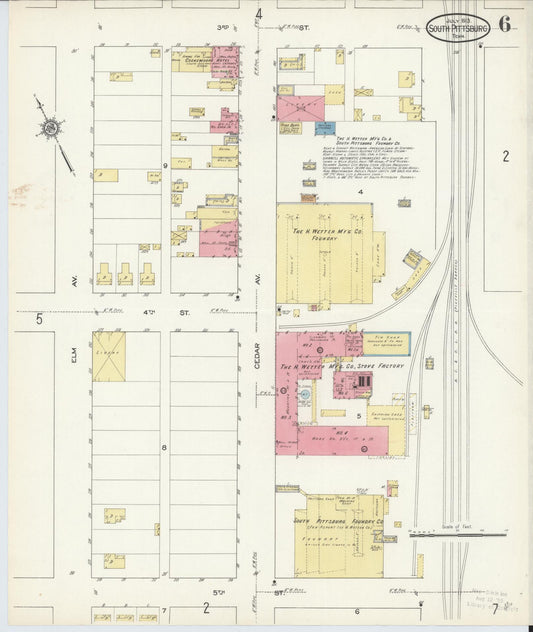 Sanborn Fire Insurance Map from South Pittsburg, Marion County, Tennessee (1913), Sheet #0006 - Historic Sanborn Fire Insurance Map Print, vintage old map wall art, antique decor, genealogy gift, Tennessee Tennessee map