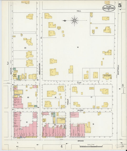 Sanborn Fire Insurance Map from Bainbridge, Decatur County, Georgia (1905), Sheet #0005 - Historic Sanborn Fire Insurance Map Print, vintage old map wall art, antique decor, genealogy gift, Georgia Georgia map
